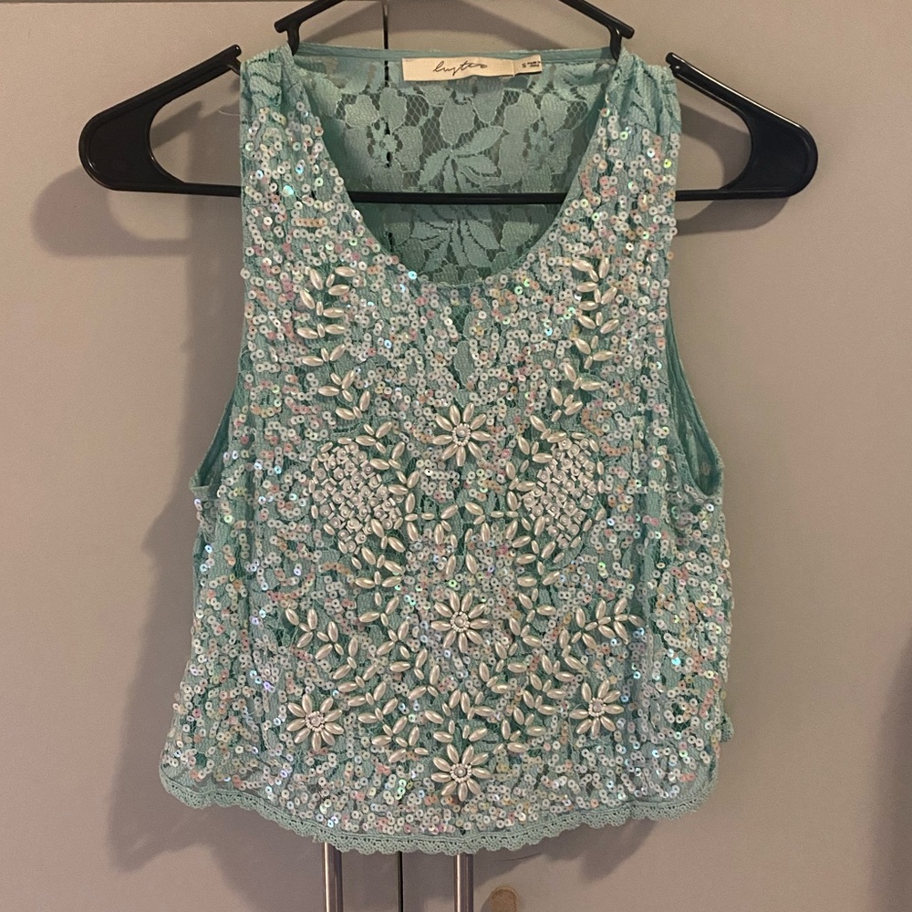 Front Beaded Turquoise Tank top - Miami Boutique.